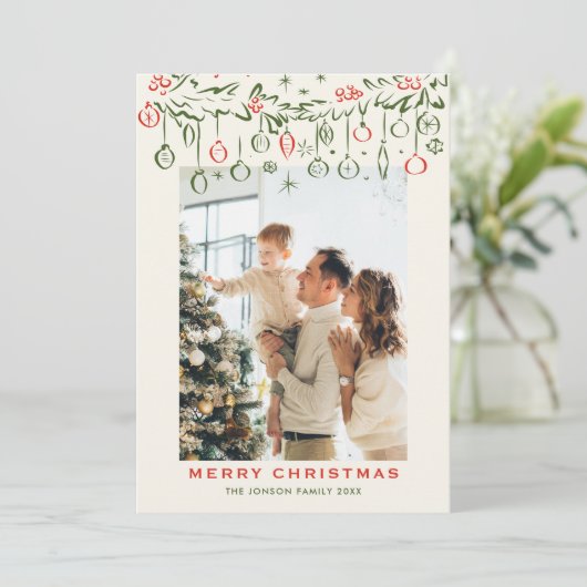 Weihnachten Boho Beige Bow Ribbon 2 Foto (Stehend Vorderseite)