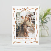 Weihnachten Boho Beige Bow Ribbon 2 Foto (Stehend Vorderseite)