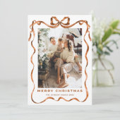 Weihnachten Boho Beige Bow Ribbon 2 Foto (Stehend Vorderseite)