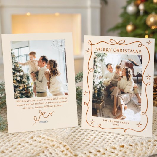 Weihnachten Boho Beige Bow Ribbon 2 Foto