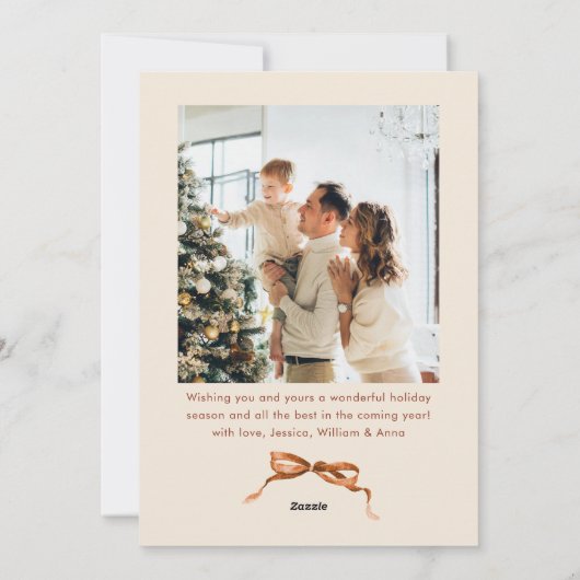 Weihnachten Boho Beige Bow Ribbon 2 Foto (Rückseite)