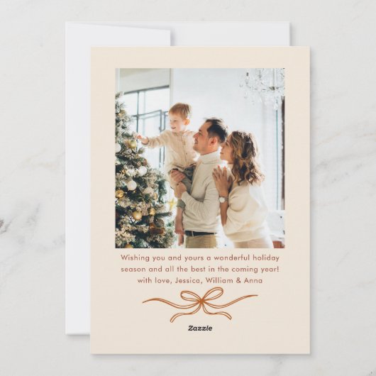 Weihnachten Boho Beige Bow Ribbon 2 Foto (Rückseite)