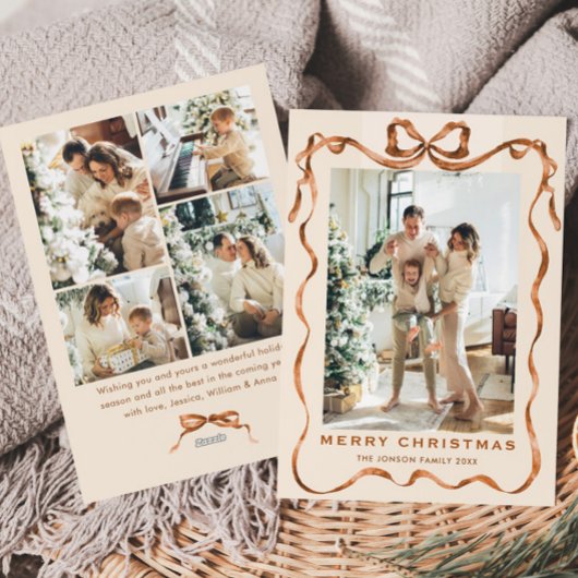 Weihnachten Boho Beige Bow Ribbon 5 Foto