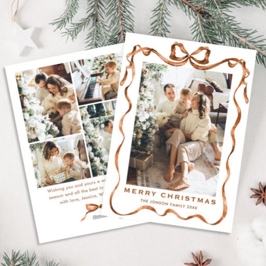 Weihnachten Boho Beige Bow Ribbon 5 Foto