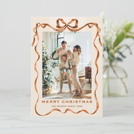 Weihnachten Boho Beige Bow Ribbon 5 Foto (Stehend Vorderseite)