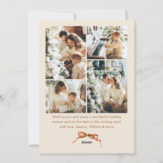 Weihnachten Boho Beige Bow Ribbon 5 Foto (Rückseite)