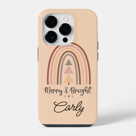 Weihnachten Boho Beige iPhone Hülle (Rückseite)