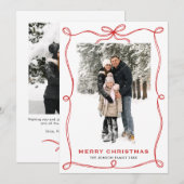 Weihnachten Boho Red Bow Ribbon 2 Foto (Vorne/Hinten)