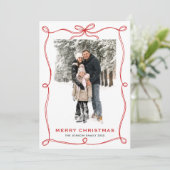 Weihnachten Boho Red Bow Ribbon 2 Foto (Stehend Vorderseite)