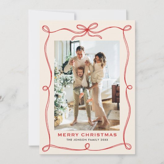 Weihnachten Boho Red Bow Ribbon 2 Foto (Vorderseite)