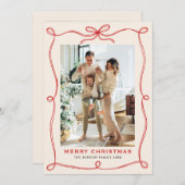 Weihnachten Boho Red Bow Ribbon 2 Foto (Vorne/Hinten)