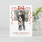 Weihnachten Boho Red Bow Ribbon 2 Foto (Stehend Vorderseite)