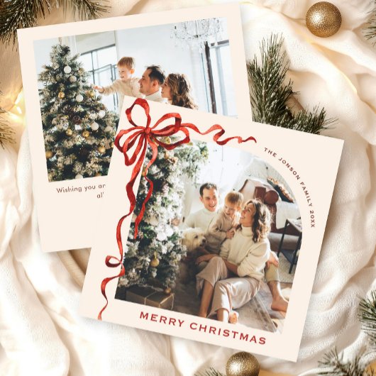 Weihnachten Boho Red Bow Ribbon 2 Foto