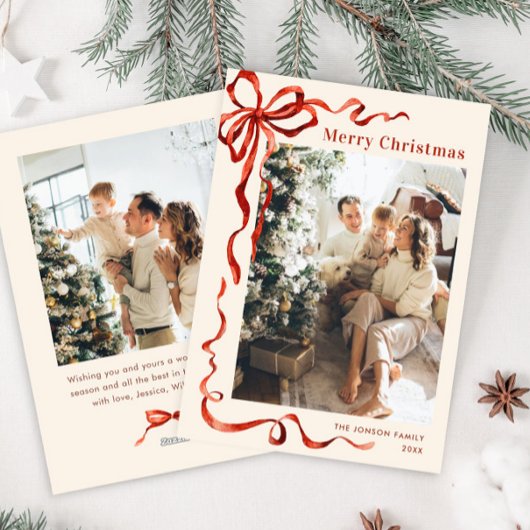 Weihnachten Boho Red Bow Ribbon 2 Foto