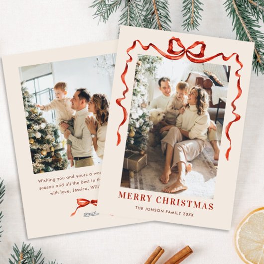 Weihnachten Boho Red Bow Ribbon 2 Foto