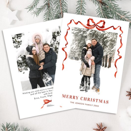 Weihnachten Boho Red Bow Ribbon 2 Foto