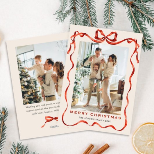 Weihnachten Boho Red Bow Ribbon 2 Foto