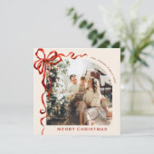Weihnachten Boho Red Bow Ribbon 2 Foto (Stehend Vorderseite)