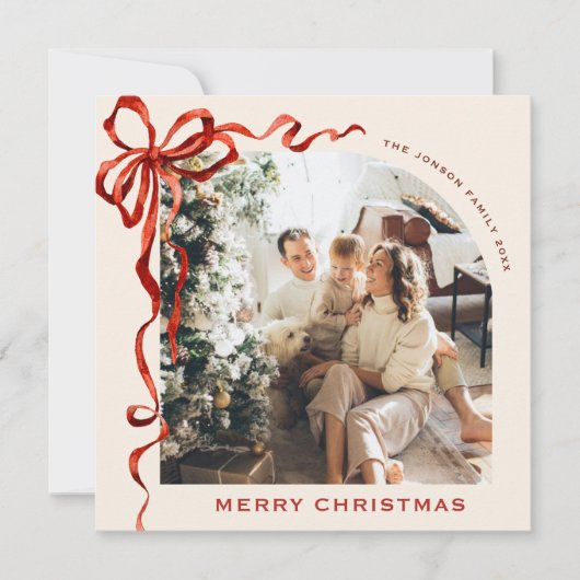 Weihnachten Boho Red Bow Ribbon 2 Foto (Vorderseite)