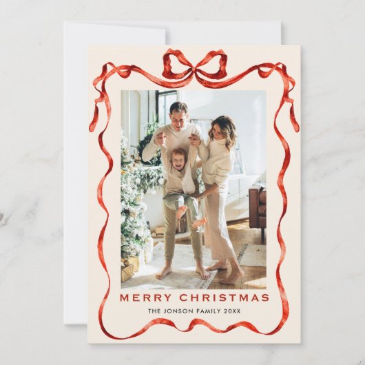 Weihnachten Boho Red Bow Ribbon 3 Foto (Vorderseite)