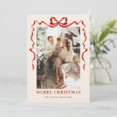 Weihnachten Boho Red Bow Ribbon 3 Foto (Stehend Vorderseite)