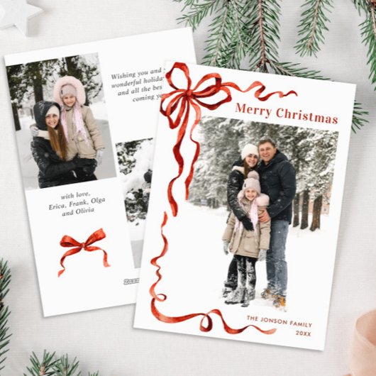 Weihnachten Boho Red Bow Ribbon 3 Foto