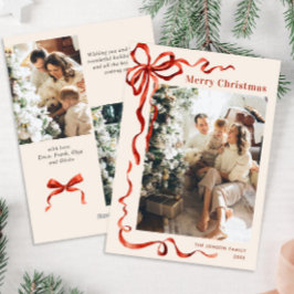 Weihnachten Boho Red Bow Ribbon 3 Foto