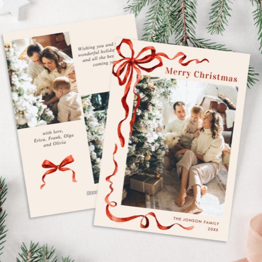 Weihnachten Boho Red Bow Ribbon 3 Foto