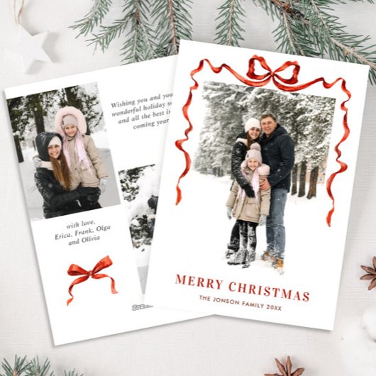 Weihnachten Boho Red Bow Ribbon 3 Foto