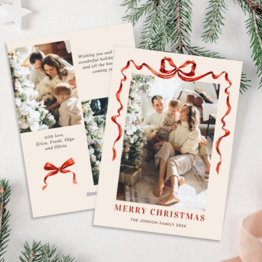 Weihnachten Boho Red Bow Ribbon 3 Foto