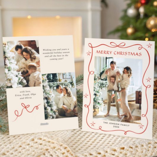 Weihnachten Boho Red Bow Ribbon 3 Foto