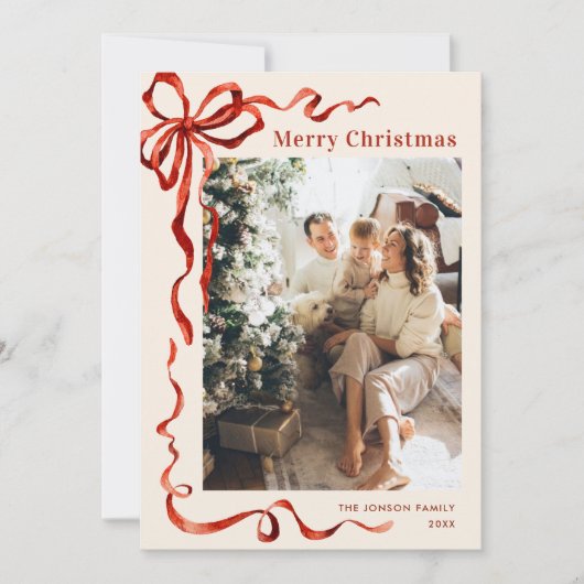 Weihnachten Boho Red Bow Ribbon 3 Foto (Vorderseite)