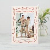 Weihnachten Boho Red Bow Ribbon 3 Foto (Stehend Vorderseite)