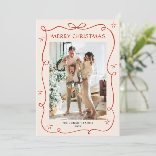 Weihnachten Boho Red Bow Ribbon 3 Foto (Stehend Vorderseite)