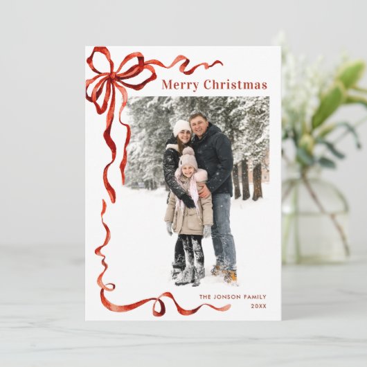 Weihnachten Boho Red Bow Ribbon 3 Foto (Stehend Vorderseite)