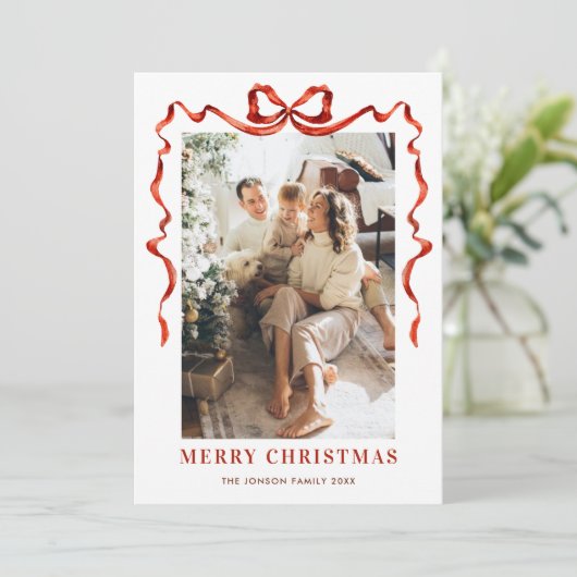 Weihnachten Boho Red Bow Ribbon 5 Foto (Stehend Vorderseite)