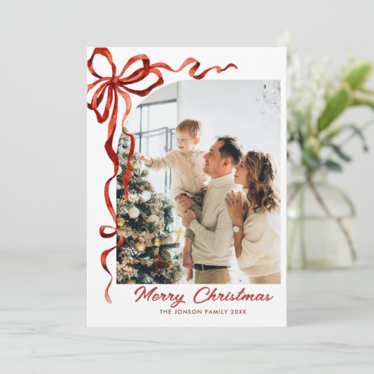 Weihnachten Boho Red Bow Ribbon 5 Foto (Stehend Vorderseite)