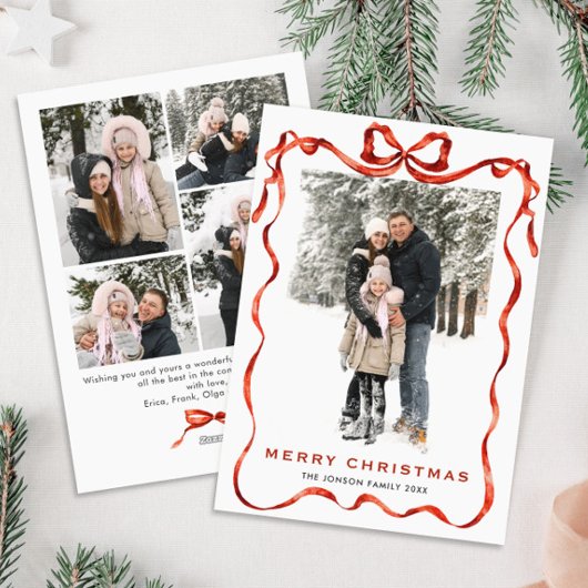 Weihnachten Boho Red Bow Ribbon 5 Foto