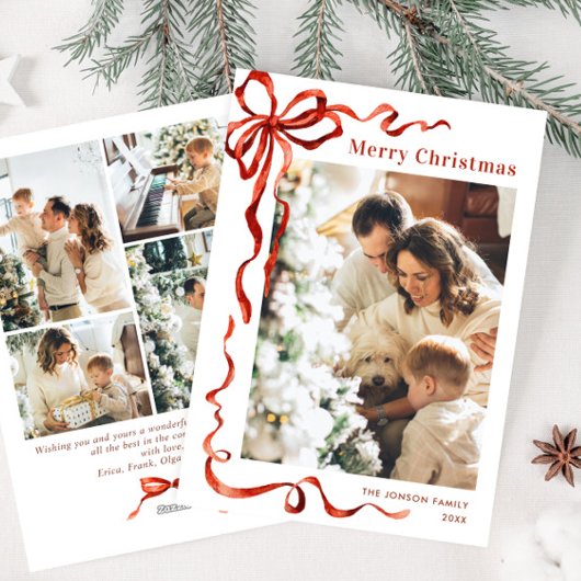 Weihnachten Boho Red Bow Ribbon 5 Foto