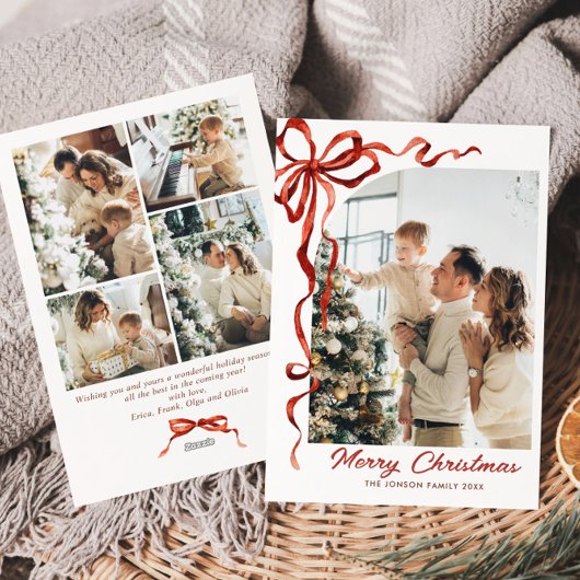 Weihnachten Boho Red Bow Ribbon 5 Foto