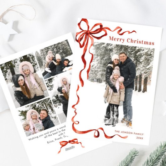 Weihnachten Boho Red Bow Ribbon 5 Foto