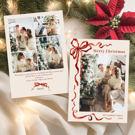 Weihnachten Boho Red Bow Ribbon 5 Foto