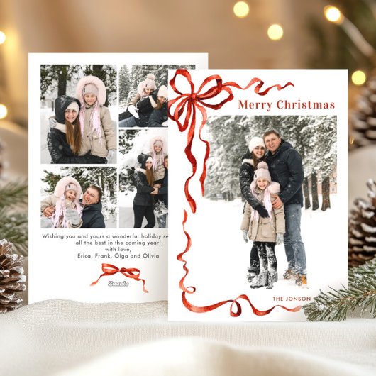 Weihnachten Boho Red Bow Ribbon 5 Foto