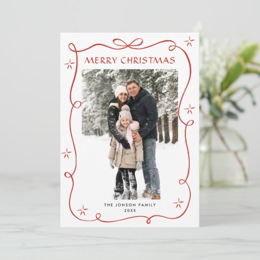 Weihnachten Boho Red Bow Ribbon 5 Foto (Stehend Vorderseite)