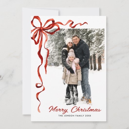 Weihnachten Boho Red Bow Ribbon 5 Foto (Vorderseite)