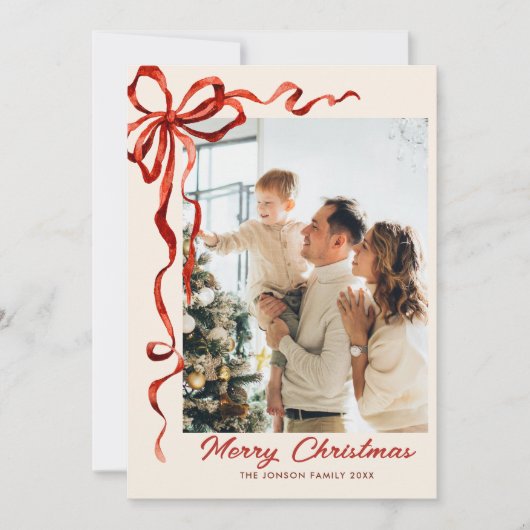 Weihnachten Boho Red Bow Ribbon 5 Foto (Vorderseite)