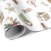 Weihnachten BOHO Rustikal Neutrales Muster Geschenkpapier (Rolleneckpunkt)