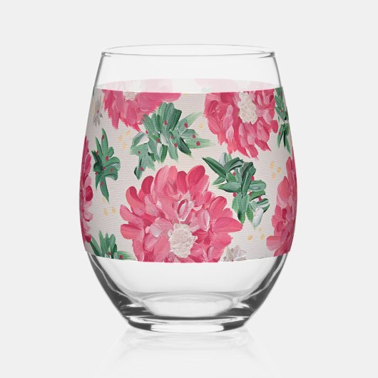 Weihnachten Bonanza Floral Weinglas Ohne Stiel (Vorderseite)