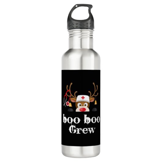 Weihnachten Boo-Crew Rentier Nurse Edelstahlflasche (Vorderseite)