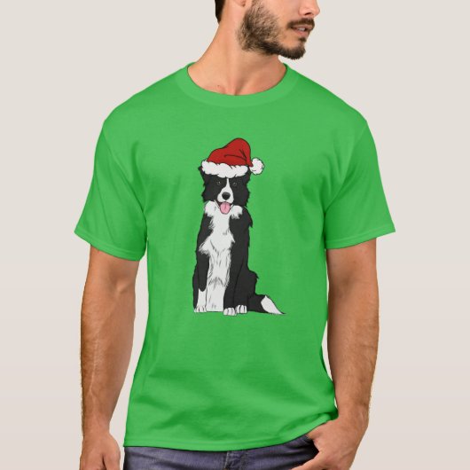 Weihnachten Border Collie retro T-Shirt (Vorderseite)